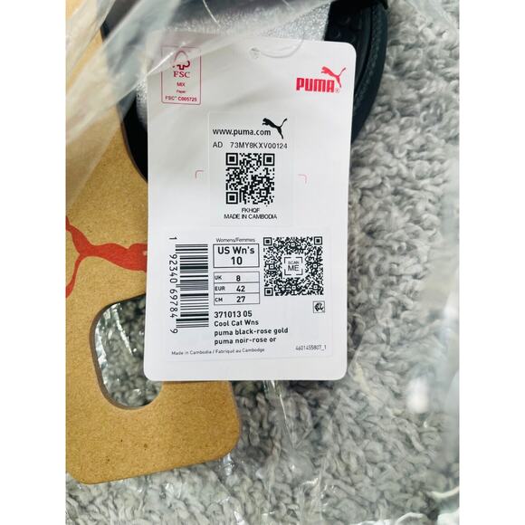 Puma Womens Black Rose Gold Cool Cat Slid Slippers Synthetic Leather Size 10 New - Picture 7 of 8